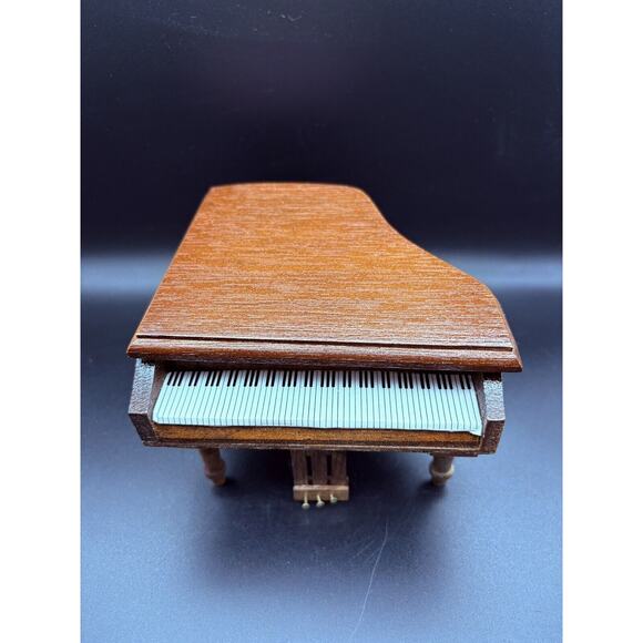 Vtg Concord Dollhouse Miniature Grand Piano Bench Stool With Box Med Oak Color - Picture 2 of 16